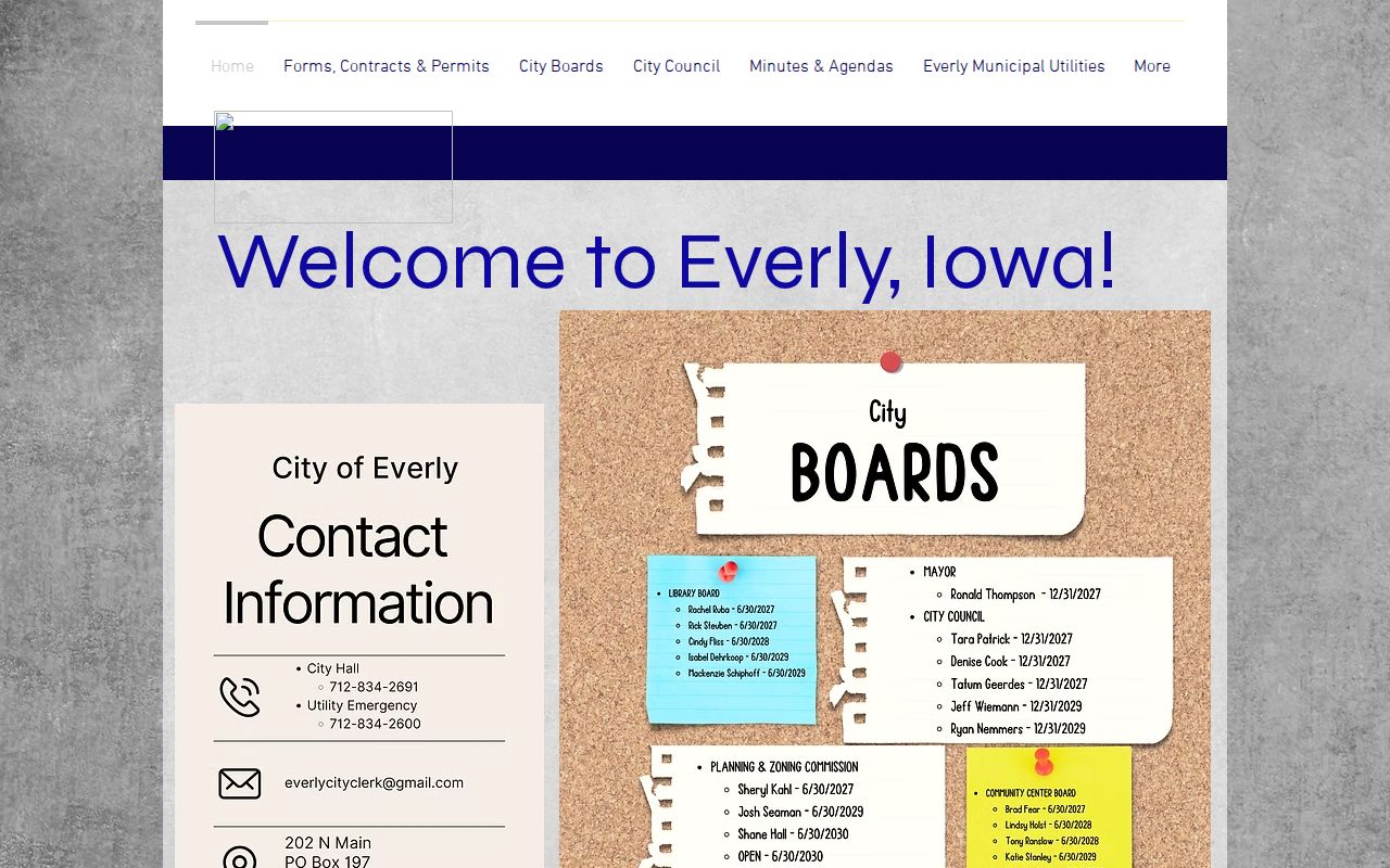 Everly Clay County official city site with no arrest record or mugshot portal